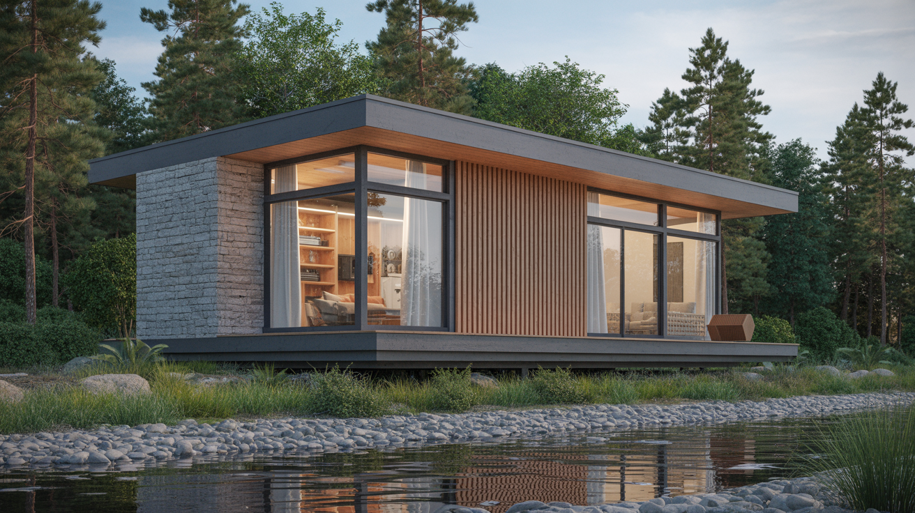 River Stone - 14' × 26' modern prefab cabin